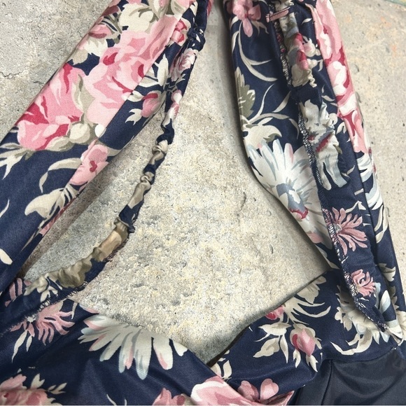 Vintage 80s laura Ashley navy pink cream cottage core floral halter dress 6 - Picture 4 of 13